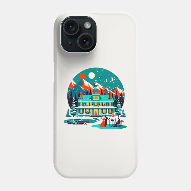 White Christmas: Vintage Musical Christmas Scene Phone Case by Retro Travel Design