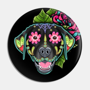 Labrador Retriever in Black - Day of the Dead Sugar Skull Dog Pin