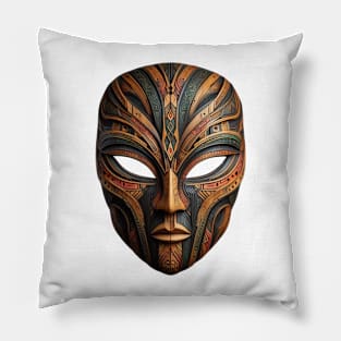 ethnic wooden mask Pillow