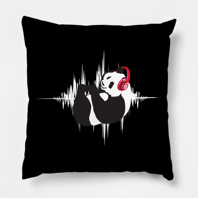 P for Panda (Rock n Roll) Pillow by LaughingDevil