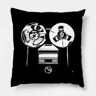 RETRO reel-to-reel tape recorder, white sketch Pillow