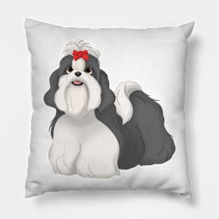 Black & White Shih Tzu Dog Pillow