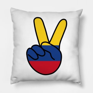 Colombia Flag V Sign Pillow