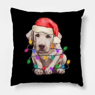 Funny Basset Hound Christmas Santa Hat Animals Xmas Light Pillow