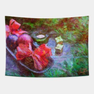 Christmas Holiday Ornament Still Life Impressionist Painting Tapestry