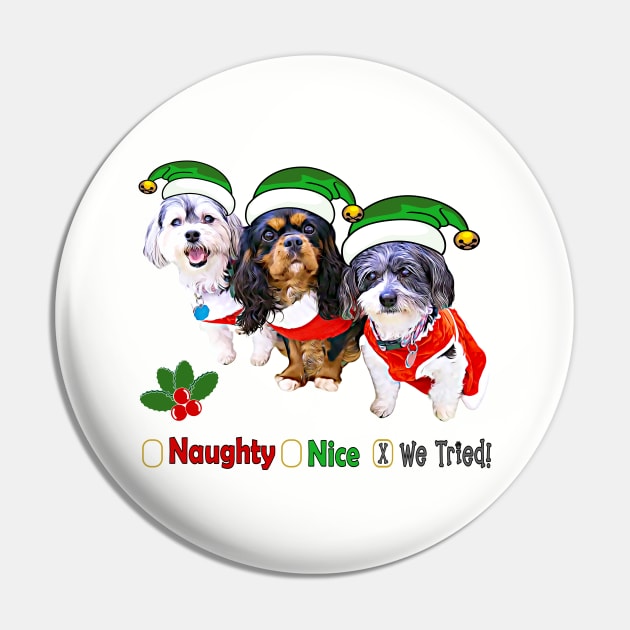 Naughty or Nice Dog Holiday Gifts Pin by THE Dog Designs