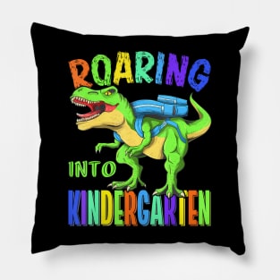 Roaring Into Kindergarten Dinosaur T Rex Back To School Boys Pillow