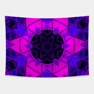 Mosaic Kaleidoscope Flower Blue Black and Purple Tapestry