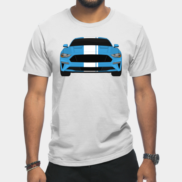 Discover Mustang GT Velocity-Blue + White Stripes - Ford Mustang - T-Shirt