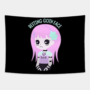 Pastel Goth Kawaii Aesthetic - Resting Goth Face Tapestry