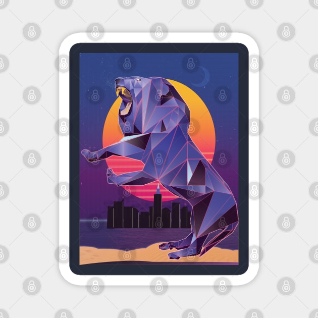 80s Retro Lion Low Poly Magnet by Prog Art N