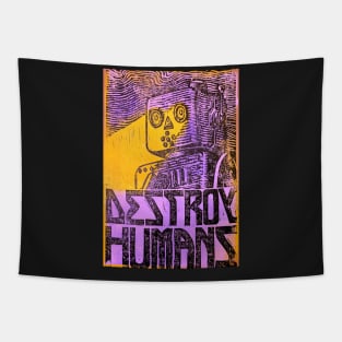 detroy humans robot pop art Tapestry