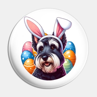 Scottish Terrier with Bunny Ears Celebrates Easter Joy Pin