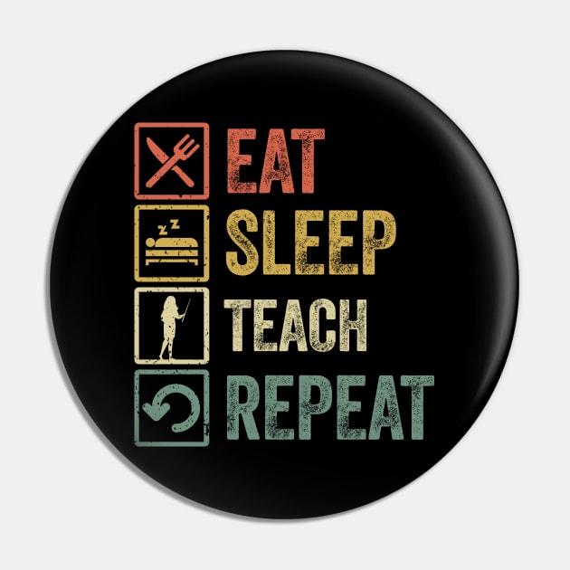 Funny eat sleep teach repeat retro vintage style Pin by Lyume