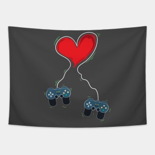Video Gamer Heart Controller Valentine's Day Tapestry