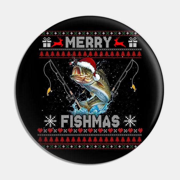 Ugly Merry Fishmas Christmas Snow Funny Fishing Xmas Pin by kasperek