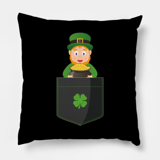 Pocket Leprechaun Funny St Patricks Day Pillow by trendingoriginals