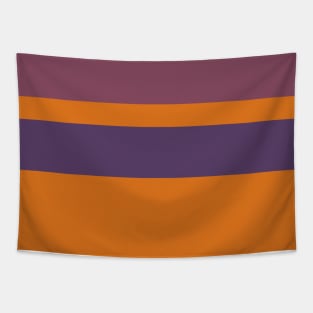 A prime alliance of Old Heliotrope, Dark Mauve, Giant'S Club, Brownish Orange and Mango stripes. Tapestry