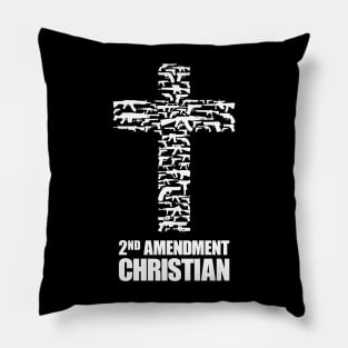 2nd Amendment Christian, white Pillow