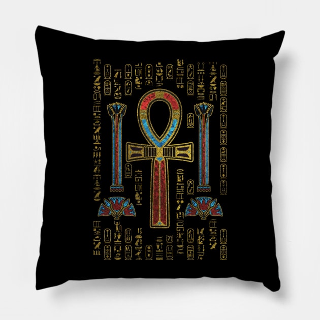 Egyptian Cross - Ankh Ornament Pillow by Nartissima