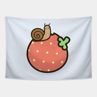 Cute snail on strawberry Tapestry