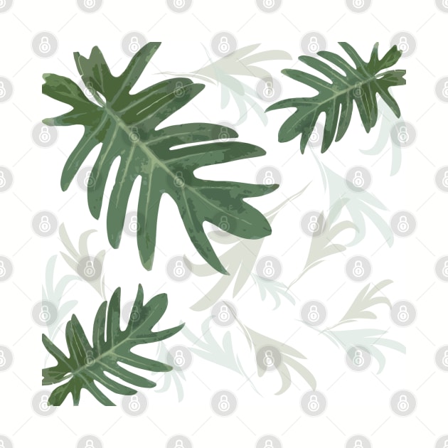 Autumn fall green greenvibes on white tropical palm leaves by PrintedDreams