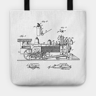 Smoke Consuming Locomotive Vintage Patent Hand Drawing Tote