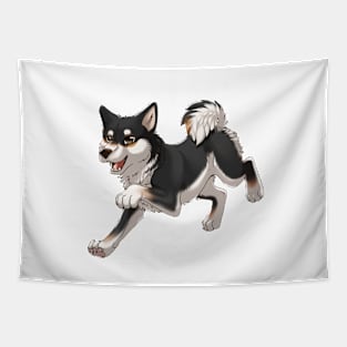 Black and Tan Shiba Inu Running Tapestry