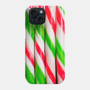 Green and Red Candy Cane Christmas Candies Photograph Phone Case