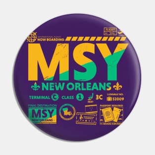 Vintage New Orleans MSY Airport Code Travel Day Retro Travel Tag Pin