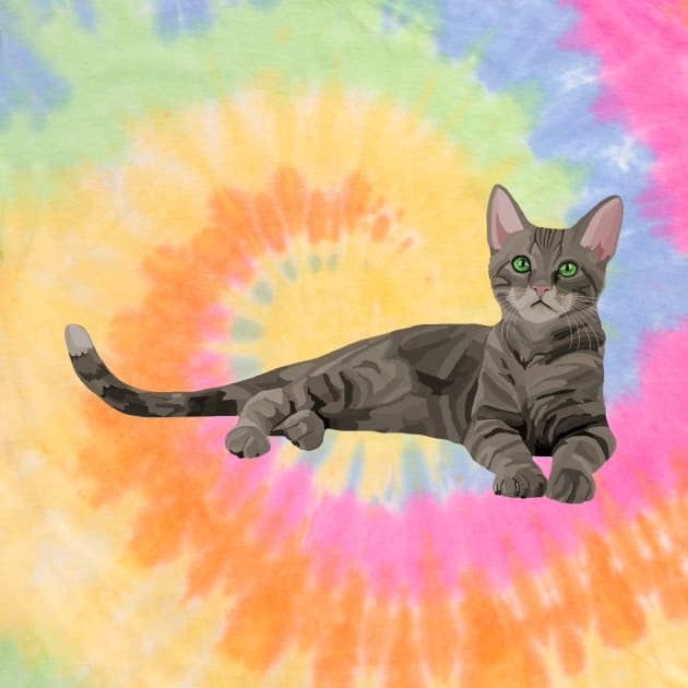 Tie dye cat t shirt deals