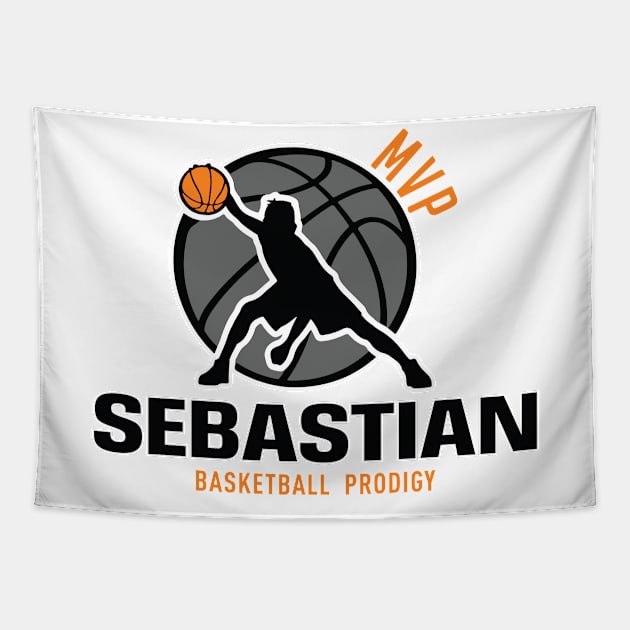 Sebastian MVP Custom Player Basketball Prodigy Your Name Tapestry by Baseball Your Name