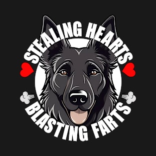 Funny Belgian Sheepdog Stealing Hearts Blasting Farts Dog Cute Puppy T-Shirt