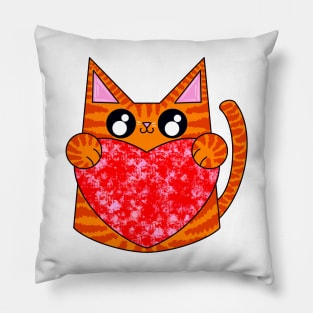Bob The Orange Pattern Cat With Valentines Heart Pillow