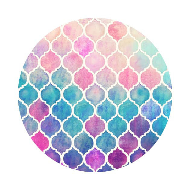 Rainbow Pastel Watercolor Moroccan Pattern by micklyn
