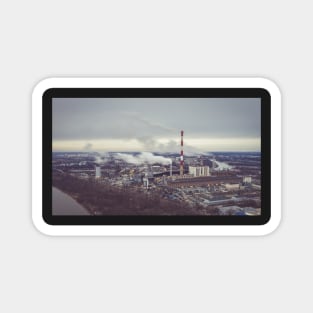 Heat and power plant under dark cloudy sky Magnet