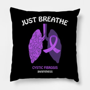 Just Breathe Purple Ribbon CF Cystic Fibrosis Awareness Pillow