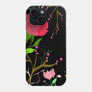 Black floral art Phone Case