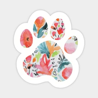 Bright Floral Paw Print Magnet