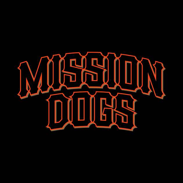 San Francisco Bay Area 'Mission Dogs' Baseball Fan T-Shirt: Celebrate Baseball and Iconic Mission Street Flavors! by CC0hort