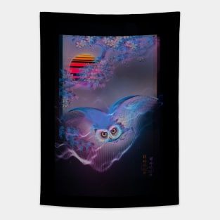 Vapour Wave Aesthetic Owl Tapestry