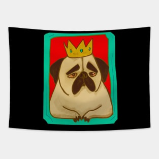 Sad Mops King Dog Lover Retro Tapestry