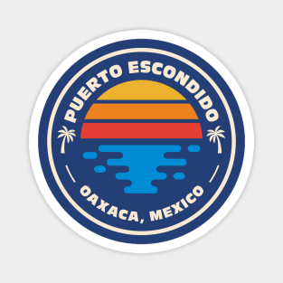 Retro Puerto Escondido Oaxaca Mexico Vintage Beach Surf Emblem Magnet