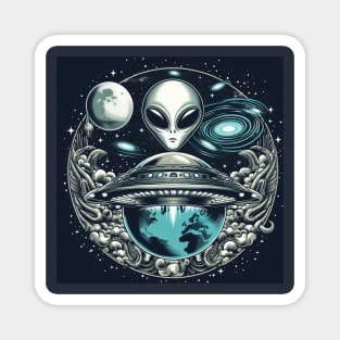 Grey Aliens in a UFO Magnet