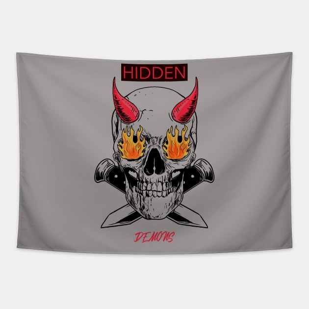 Hidden Demons inside Skull Tapestry by DesignwithYunuk