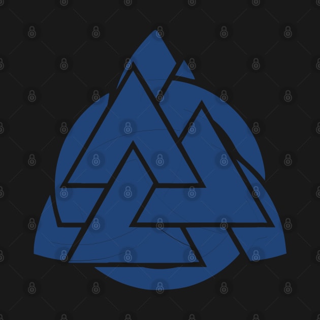 Blue Triquetra Valknut Symbol by DepicSpirit