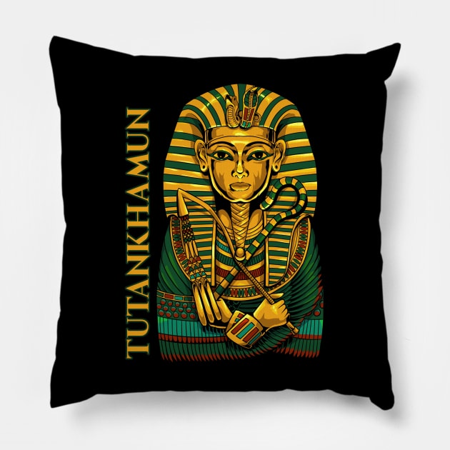 Drawing of the death mask of Tutankhamun Pillow by Modern Medieval Design