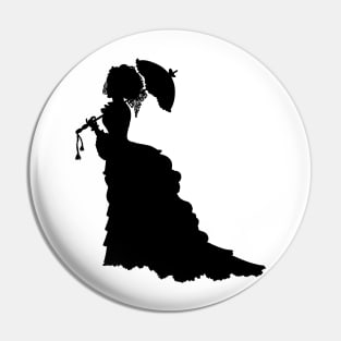 Victorian silhouette lady with a parasol Pin