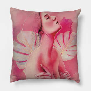 Girl pink art portrait Pillow