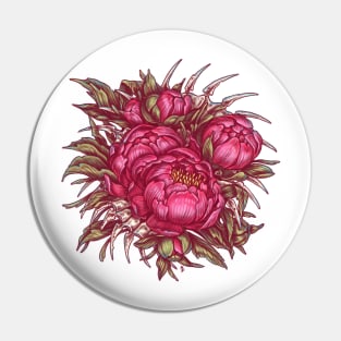 Peonies and bones Pin